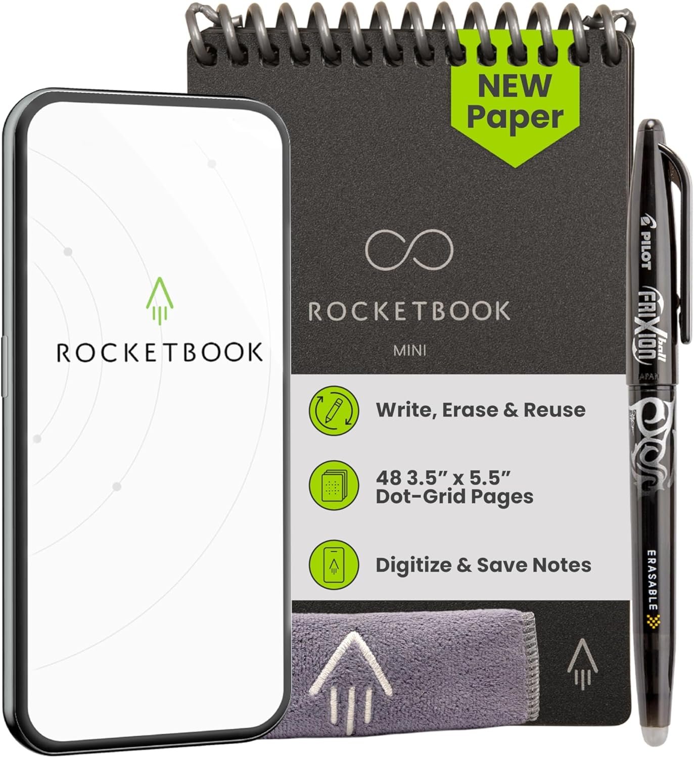 Rocketbook Mini Smart Notepad – Reusable, App-Connected Pocket Notebook